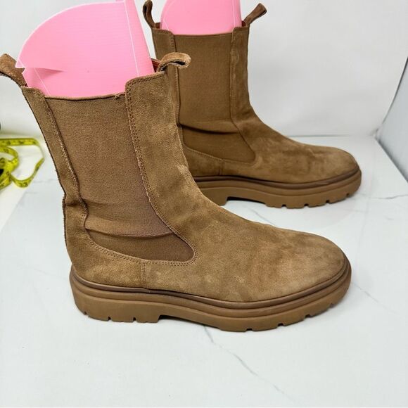 Zara Tan Suede Ankle Boots- Size 10 - Picture 4 of 11